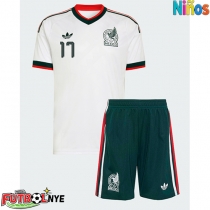 Camiseta México Orbelin Pineda #17 Visitante Equipación para niños Mundial 2026 manga corta (+ pantalones cortos)